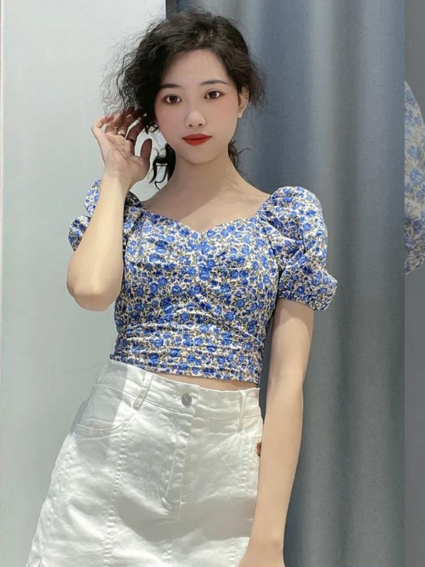 妙站2023春夏季蓝色T恤