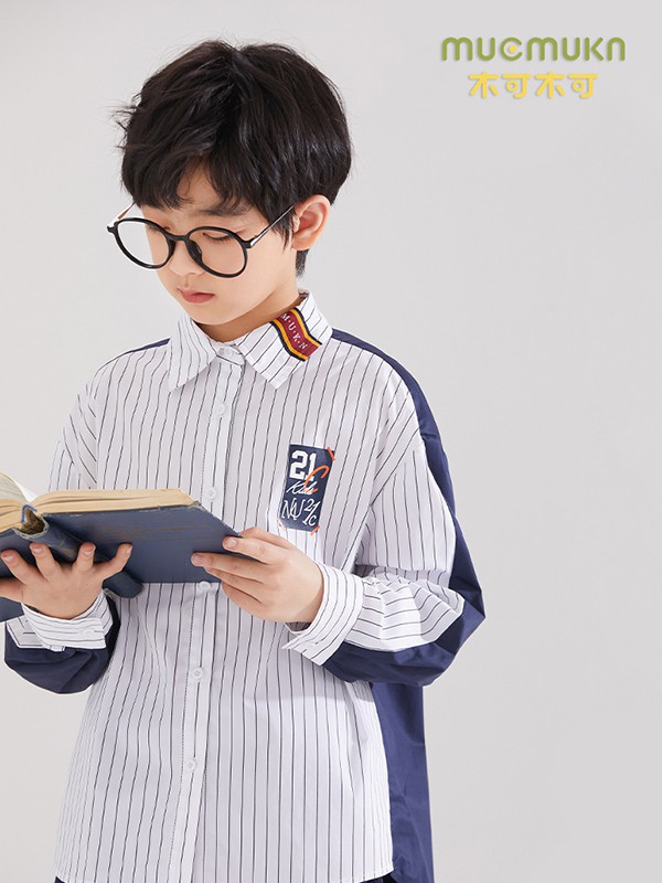 木可木可童装2023春夏季白色衬衫