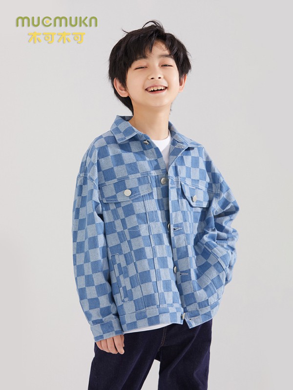 木可木可童装2023春夏季蓝色外套