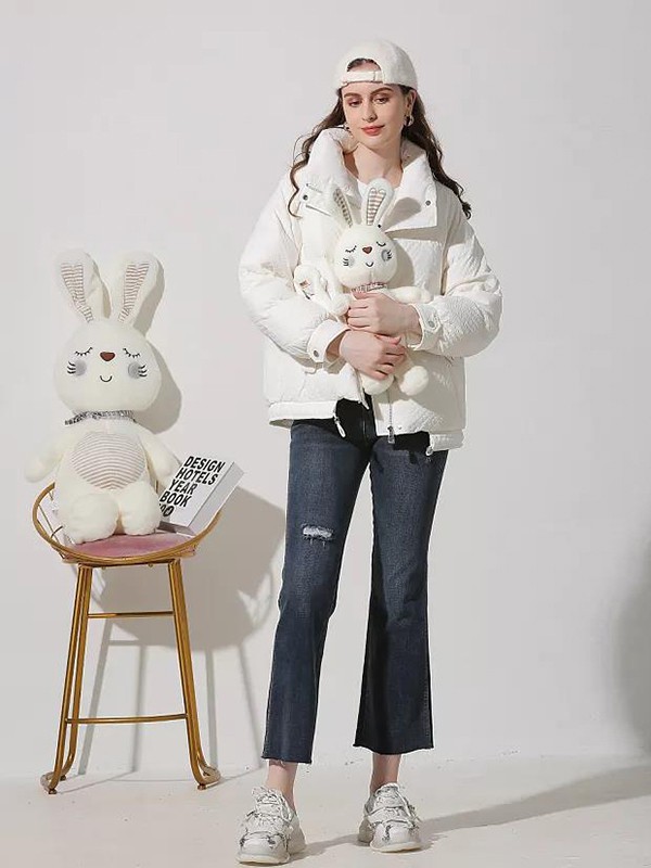 领卉女装2022秋冬季白色棉服