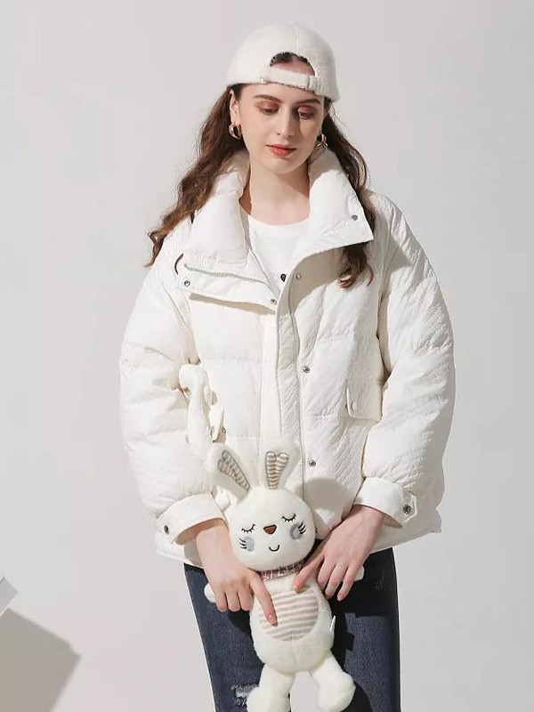 领卉女装2022秋冬季白色棉服