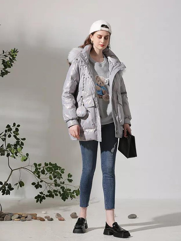 领卉女装2022秋冬季灰色棉服