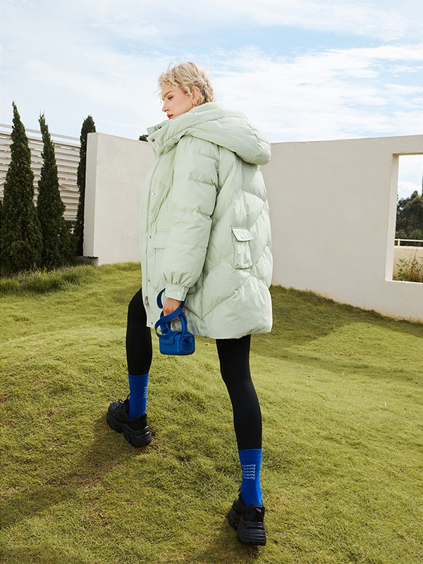 速映2022秋冬季绿色棉服