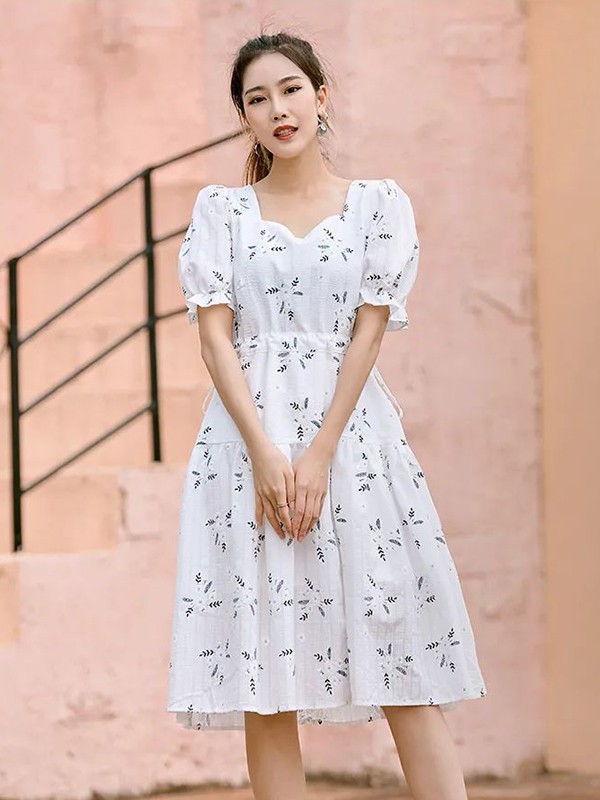 欧禾女装2023春夏季白色连衣裙