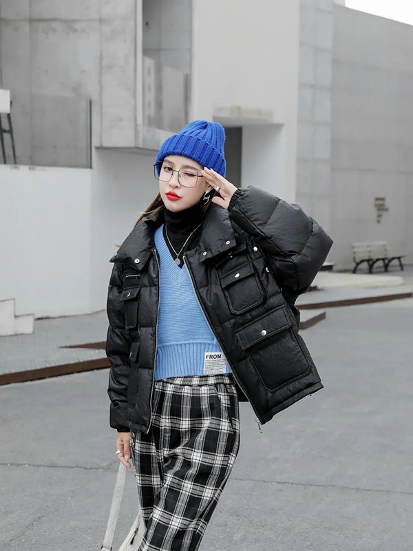 V.NICOLE2022秋冬季黑色棉服