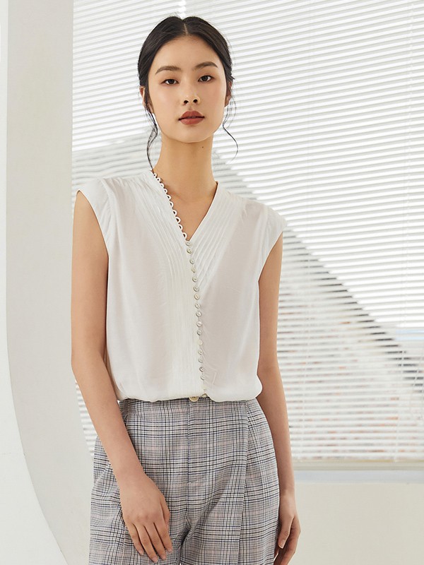 皑如女装2023春夏季白色背心