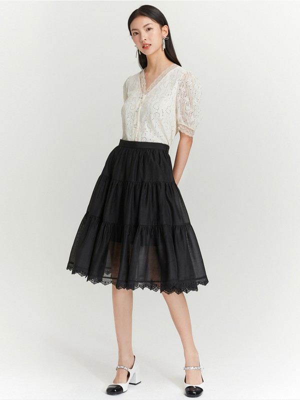 爱丽娜米罗2023春夏季黑色半身裙