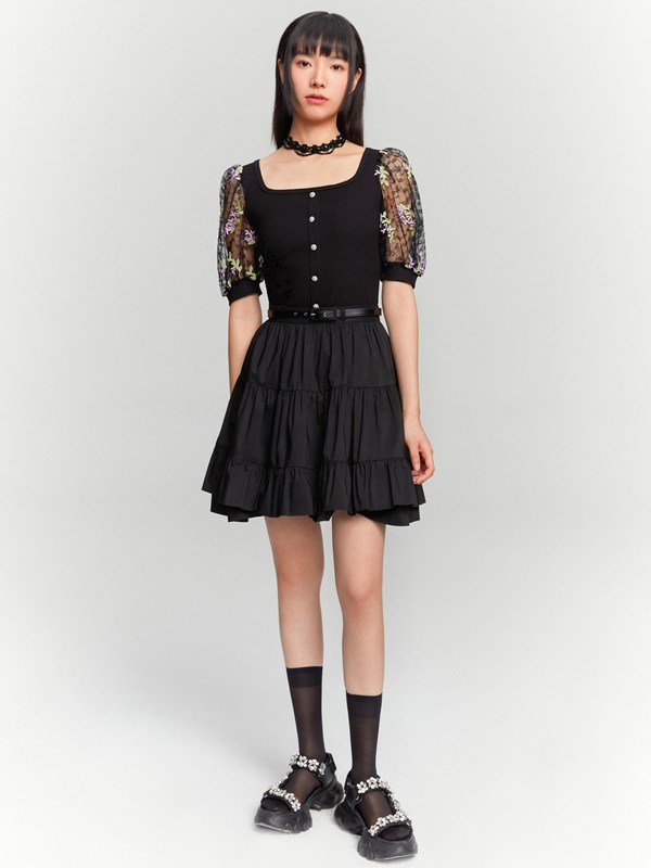 爱丽娜米罗女装2023春夏季黑色短裙