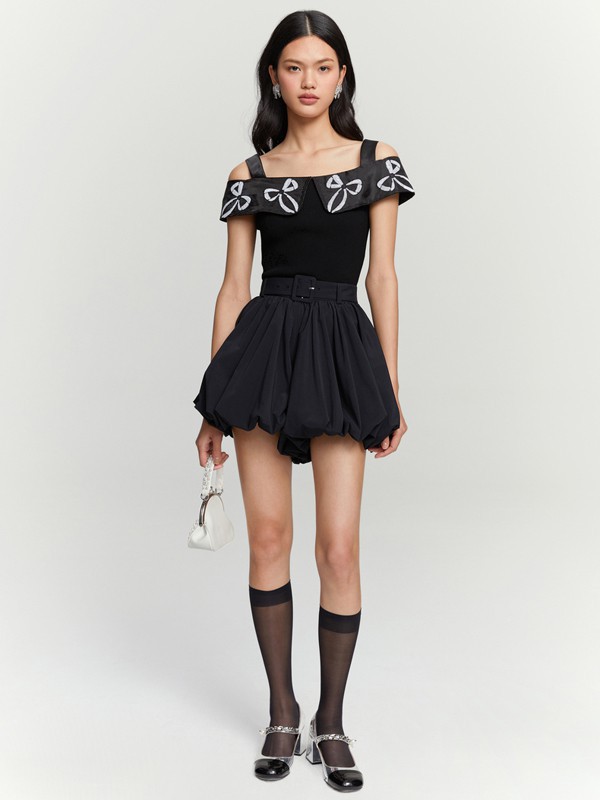 爱丽娜米罗女装2023春夏季黑色连衣裙