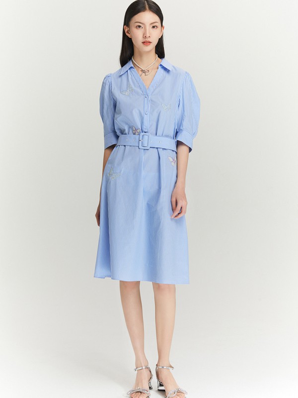 爱丽娜米罗2023春夏季蓝色衬衫