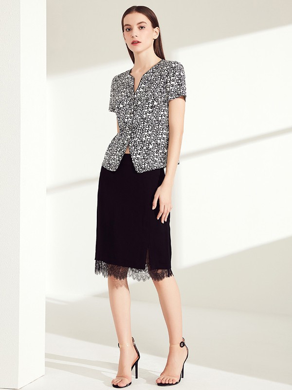 皮尔・卡丹2023春夏季黑色包臀裙