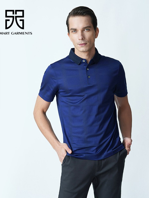 顺美男装2023春夏季藏蓝色衬衫