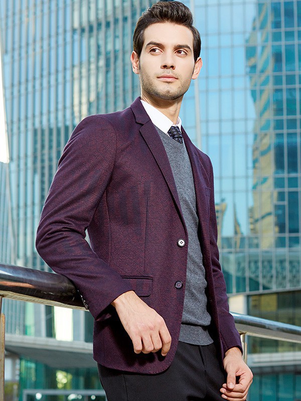 虎都男装2022秋冬季酒红色西装