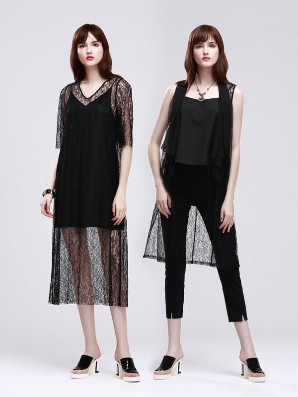 古登曼2023春夏季黑色连衣裙