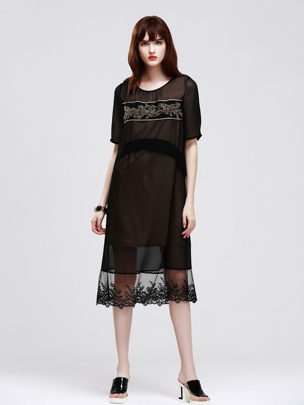 古登曼2023春夏季黑色连衣裙