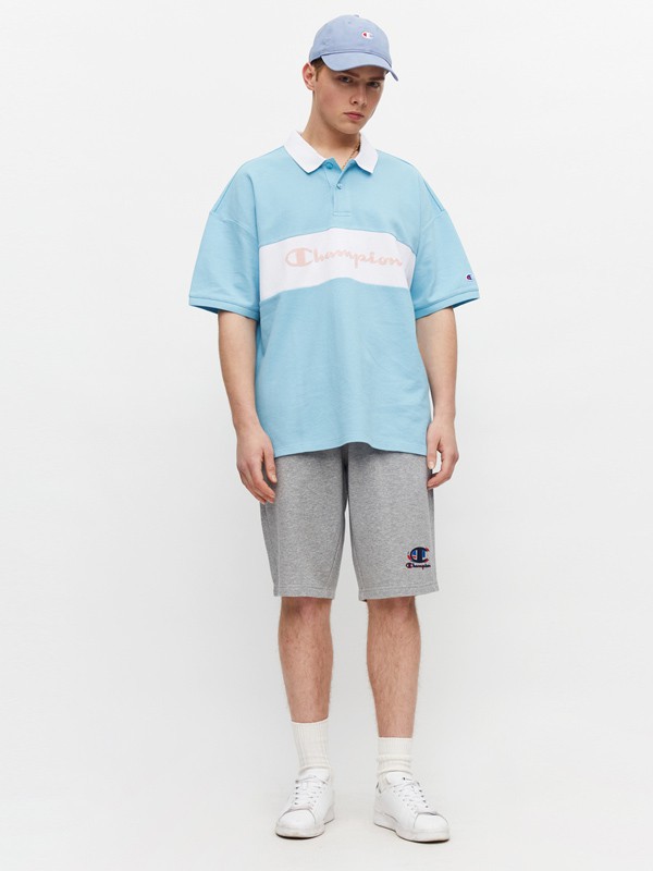 冠军运动装2023春夏季蓝色polo衫