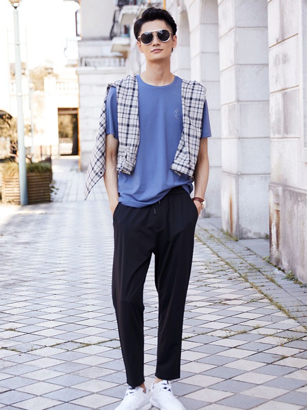 步森男装2023春夏季黑色长裤