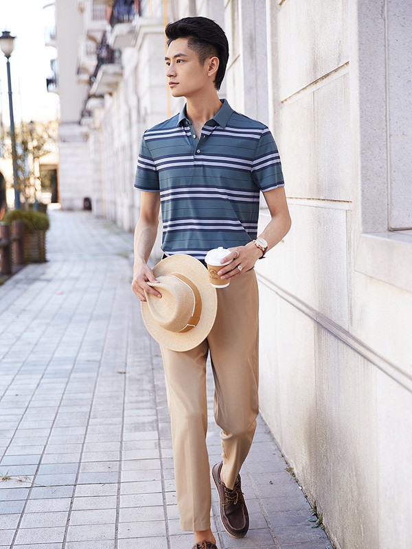 步森男装2023春夏季卡其色长裤