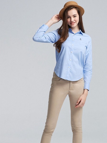 佐丹奴休闲装2023春夏季蓝色衬衫