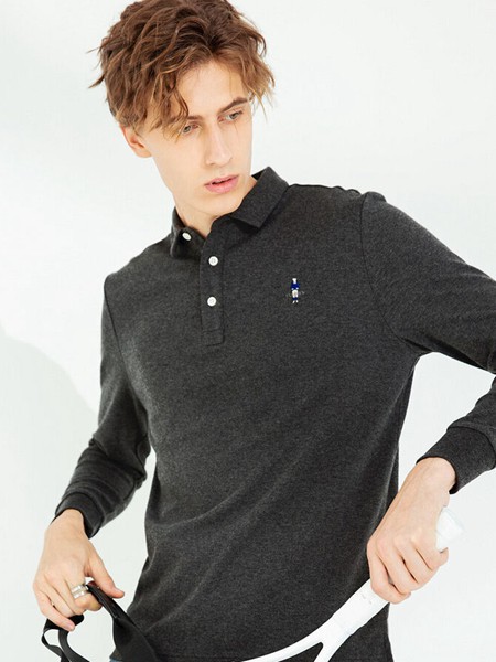 佐丹奴休闲装2023春夏季黑色polo衫