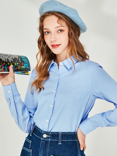 佐丹奴休闲装2023春夏季蓝色衬衫