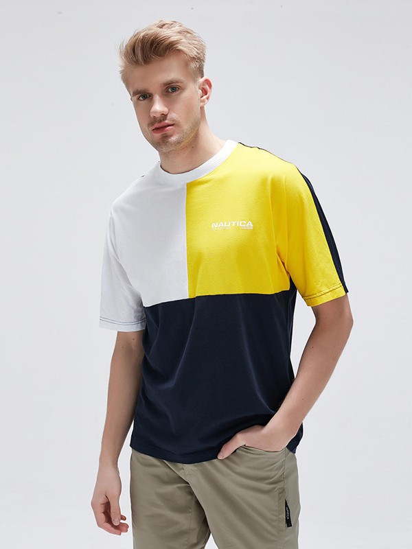 诺帝卡2023春夏季拼色T恤