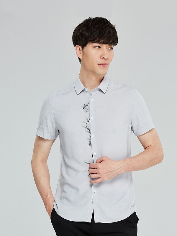 才子休闲装2023春夏季白色衬衫