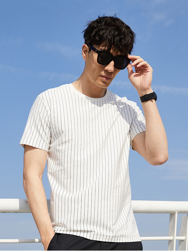 才子休闲装2023春夏季白色T恤