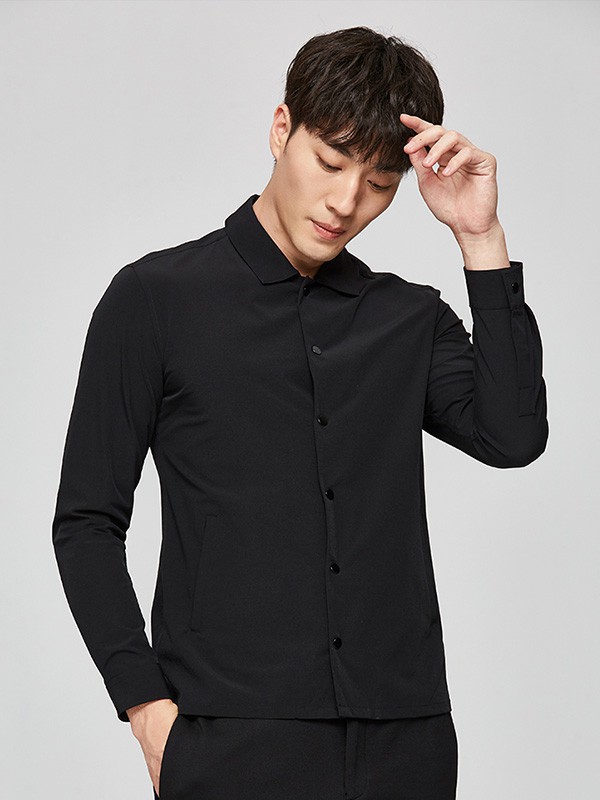 才子休闲装2023春夏季黑色衬衫