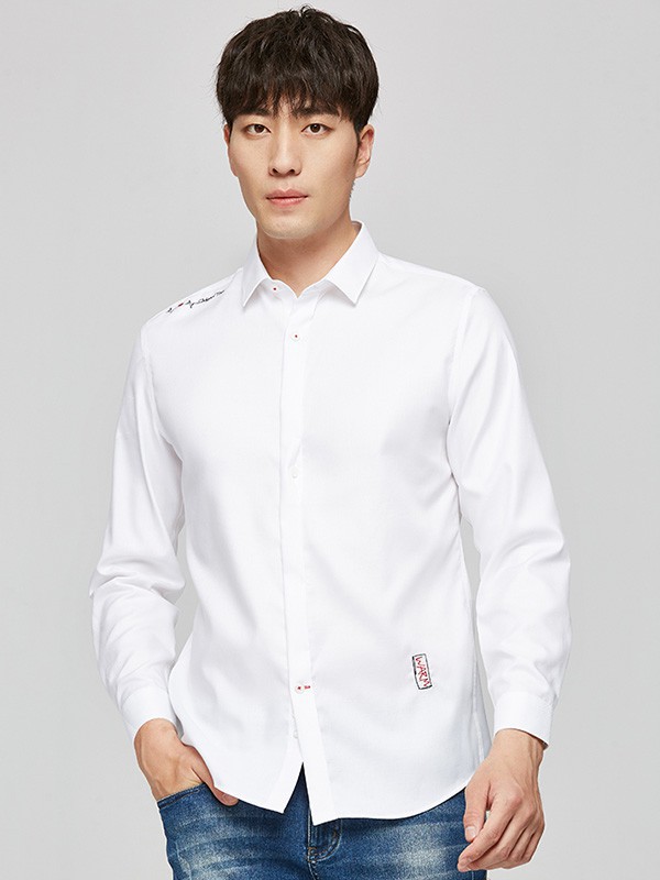 才子休闲装2023春夏季白色衬衫