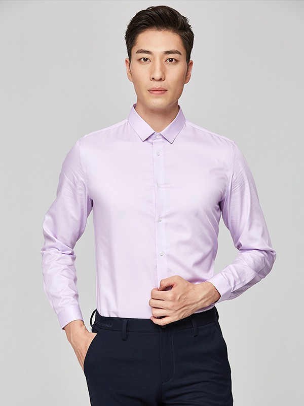 才子休闲装2023春夏季紫色衬衫