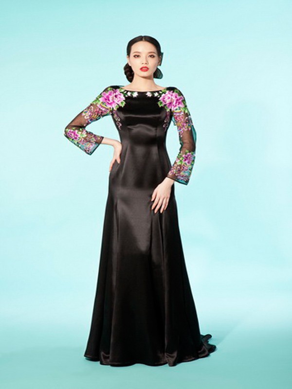 东北虎皮革2023春夏季黑色连衣裙