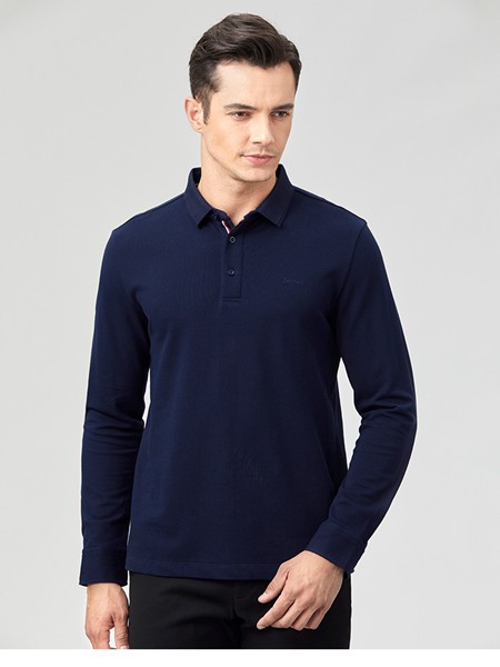 九牧王男装2023春夏季藏蓝色polo衫