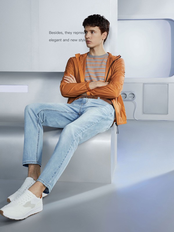 九牧王男装2023春夏季蓝色长裤