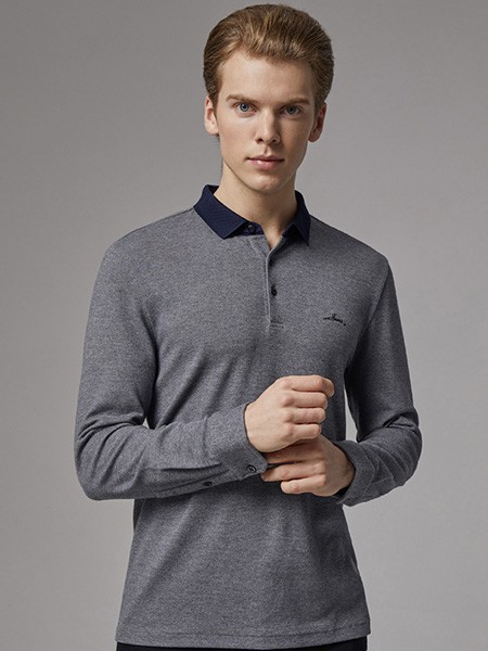 九牧王男装2023春夏季灰色polo衫