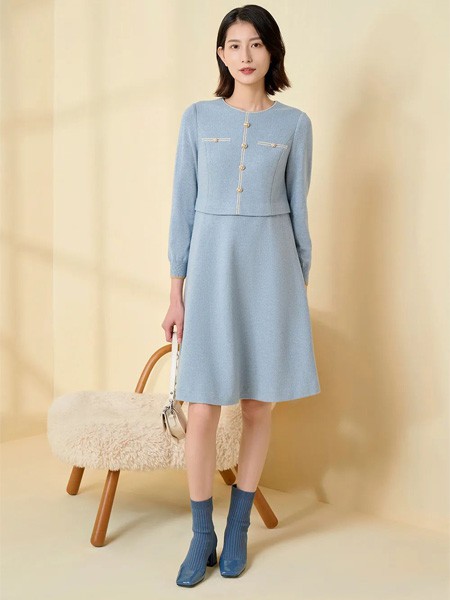 卓影女装2023春夏季灰色连衣裙