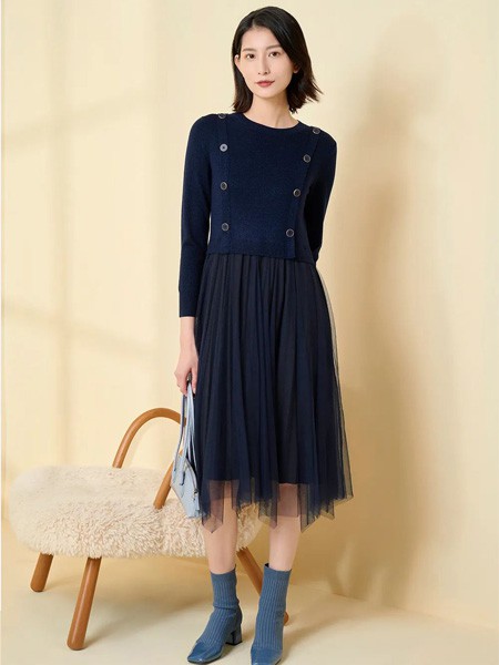 卓影女装2023春夏季黑色纱裙