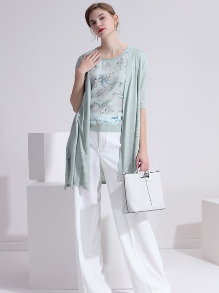 兆君羊衫毛衫2023春夏季白色阔腿裤