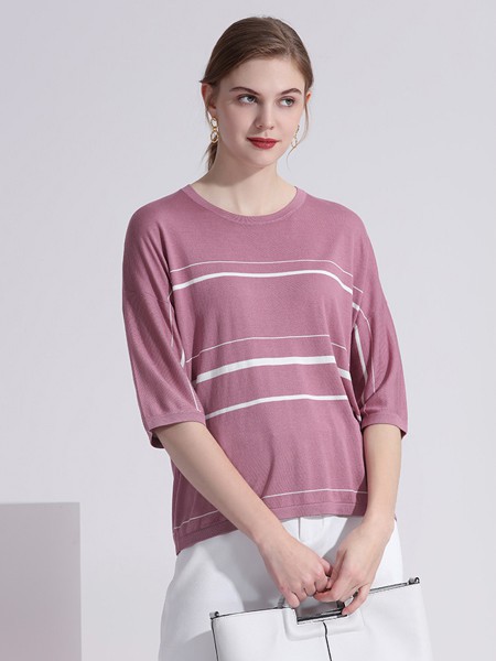 兆君羊衫毛衫2023春夏季粉色T恤