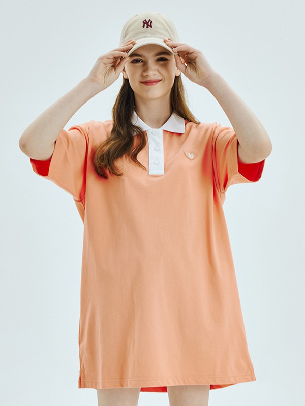 MLB棒球大联盟休闲装2023春夏季橙色连衣裙