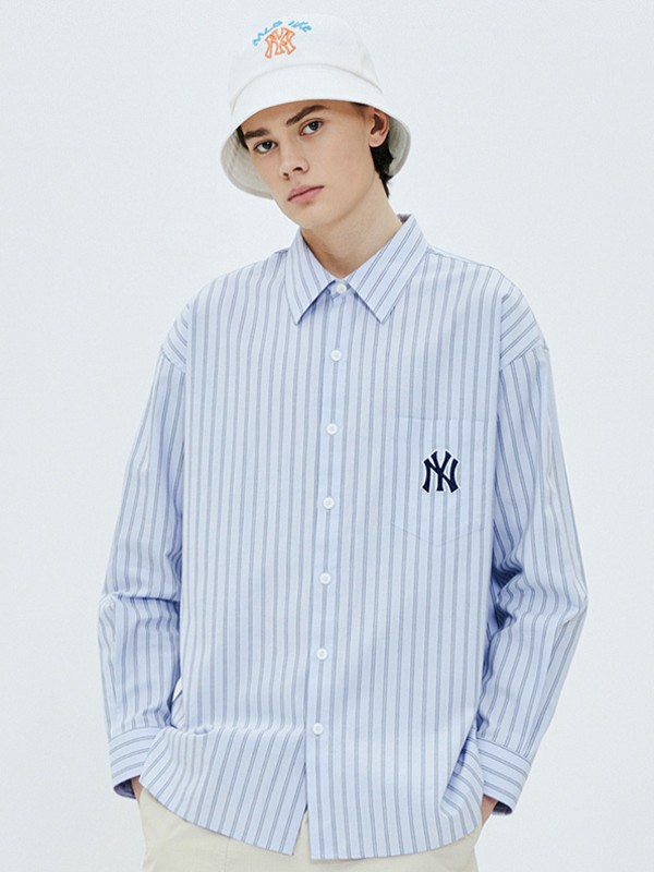 MLB棒球大联盟休闲装2023春夏季蓝色衬衫