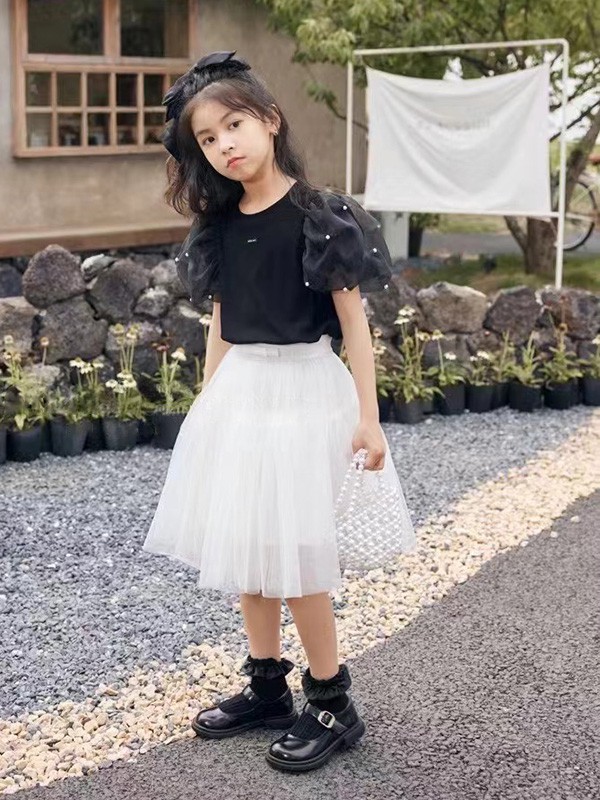 萌童年童装2023春夏季白色纱裙