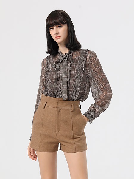 伊华欧秀女装2022春夏季黑色衬衫