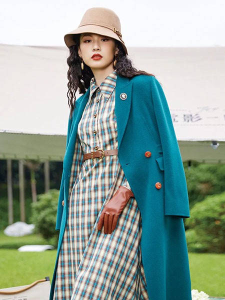 电影时装女装2022秋冬季蓝色大衣