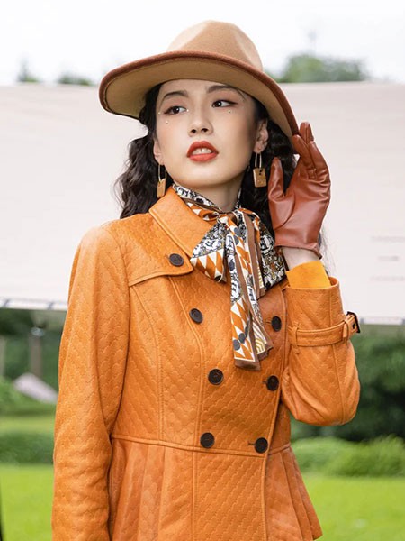 电影时装女装2022秋冬季橙色风衣