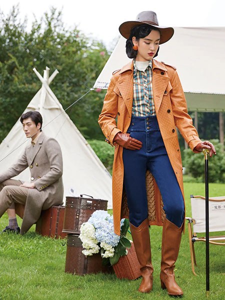 电影时装女装2022秋冬季藏蓝色长裤