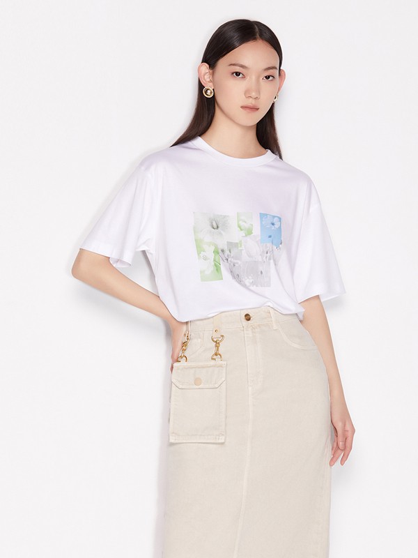 欧时力女装2023春夏季白色T恤