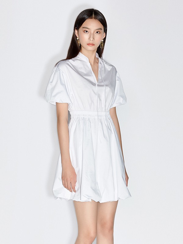 欧时力女装2023春夏季白色连衣裙