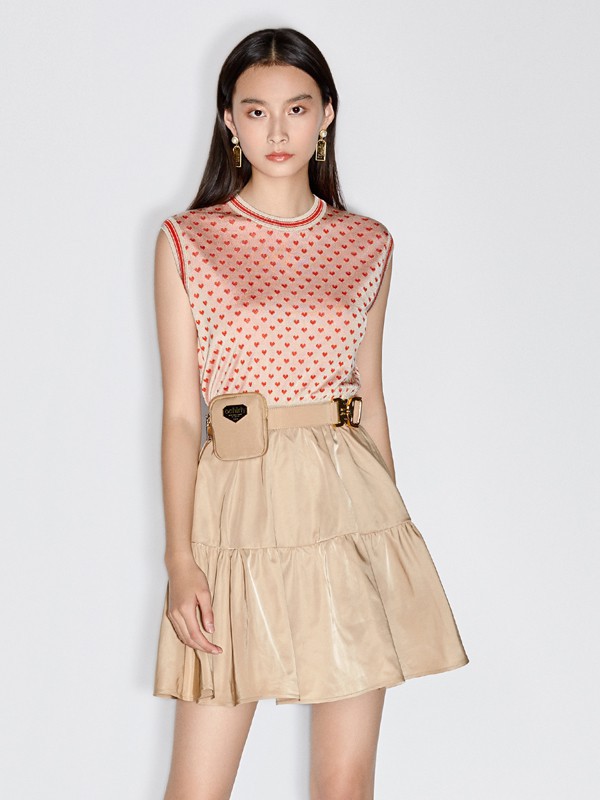 欧时力女装2023春夏季卡其色短裙