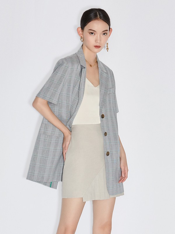 欧时力女装2023春夏季灰色衬衫